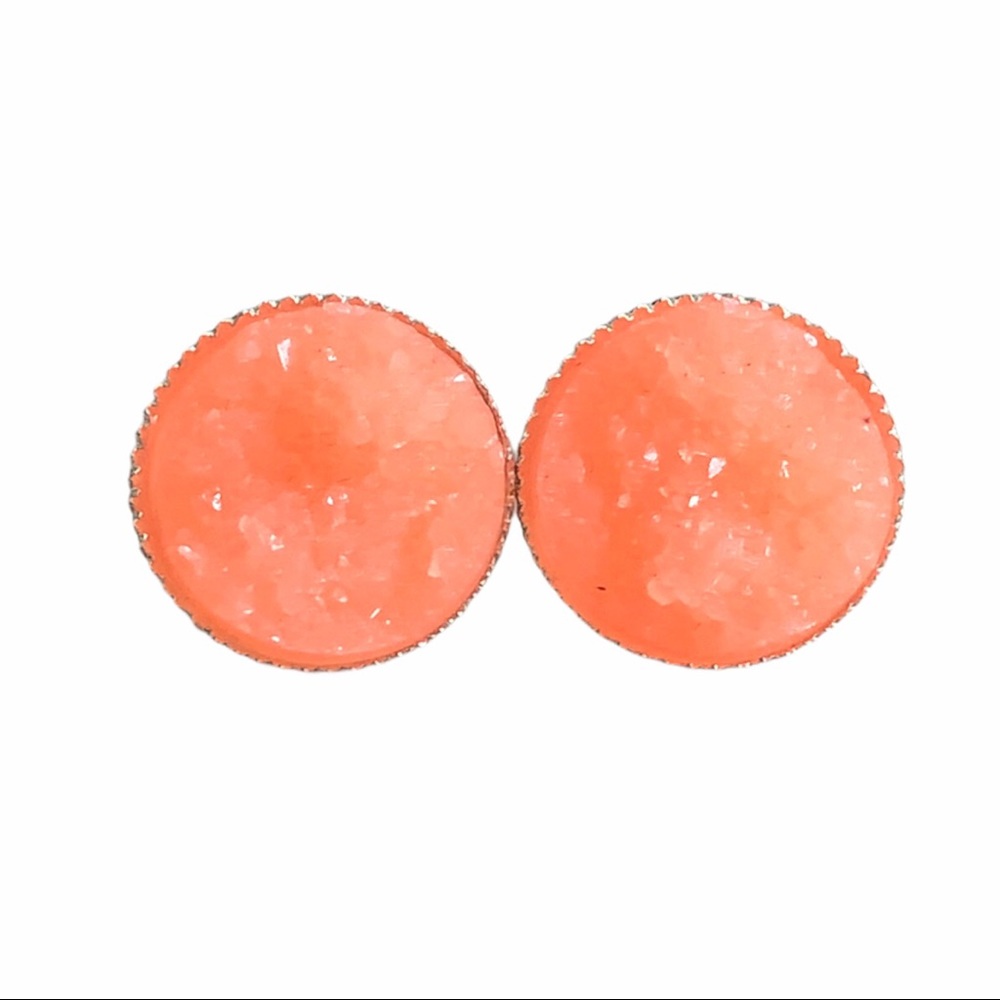 3/$15🎀Peachy Pink nugget faux druzy studs